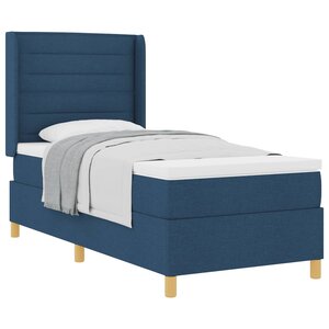 vidaXL Lit à ressorts avec matelas Bleu 90 x 190 cm tissu