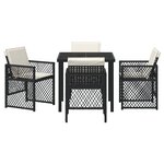 Ensemble salle à manger jardin 5 pièces avec coussins poly rotin noir
