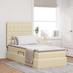 vidaXL Lit de rangement LED avec matelas Crème 90 x 200 cm Tissu