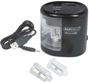 Taille-crayon électrique double PS12-USB, noir RAPESCO