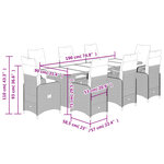 vidaXL Ensemble de bistro de jardin 9 Pièces coussins gris poly rotin