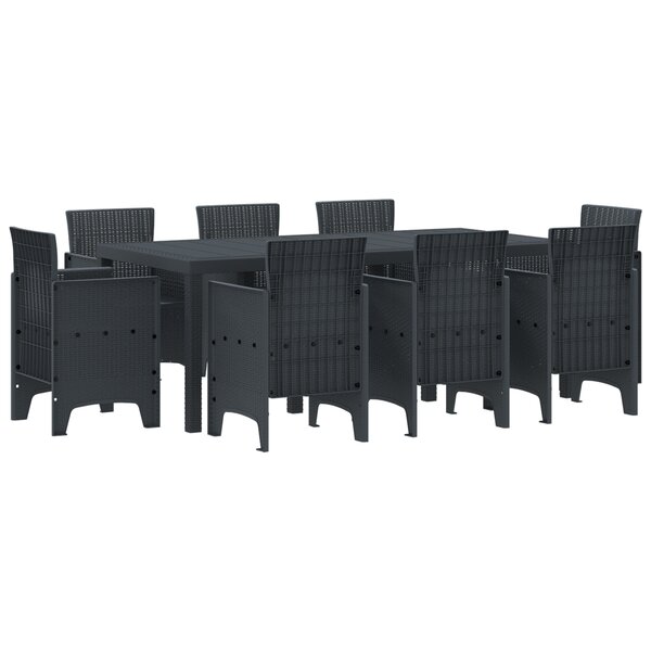 vidaXL Ensemble de salle à manger de jardin 9 pièces Anthracite Poly Rattan