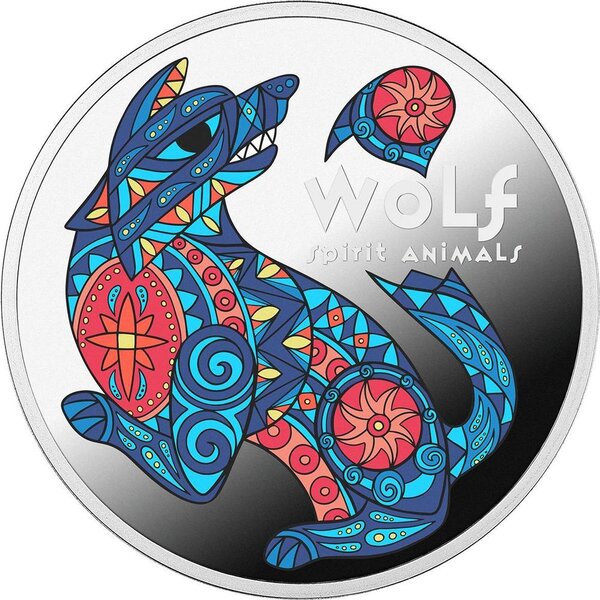 Pièce de monnaie en Argent 1 Dollar g 17.50 Millésime 2025 Spirit Animals WOLF (PRÉCOMMANDE)