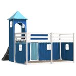 vidaXL Lit superposé sans matelas avec toboggan et rideaux 90x190 cm
