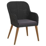 vidaXL Ensemble à manger de jardin avec coussins 7 Pièces Noir