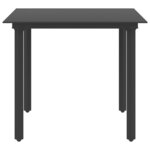 vidaXL Table à dîner de jardin Noir 80x80x74 cm Acier et verre