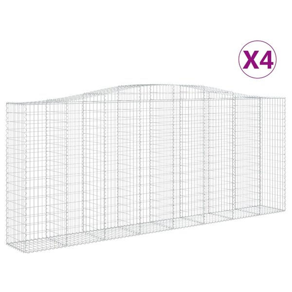 vidaXL Paniers à gabions arqués 4 Pièces 400x50x160/180 cm fer galvanisé