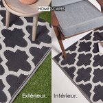 Tapis extérieur terrasse réversible - Tapis de jardin imperméable et résistant UV - Nola - Noir- 150x240 cm - HOMESCAPES
