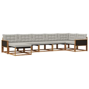 vidaXL Ensemble de canapés d'extérieur 7 pc Naturel et gris clair