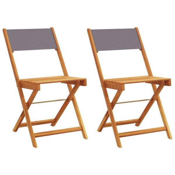 vidaXL Chaises de bistrot lot de 2 anthracite bois acacia massif tissu
