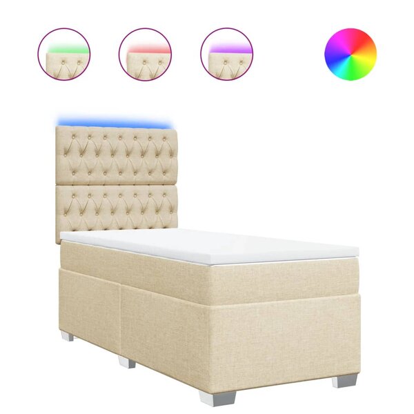 vidaXL Sommier à lattes de lit avec matelas Crème 100x200 cm Tissu