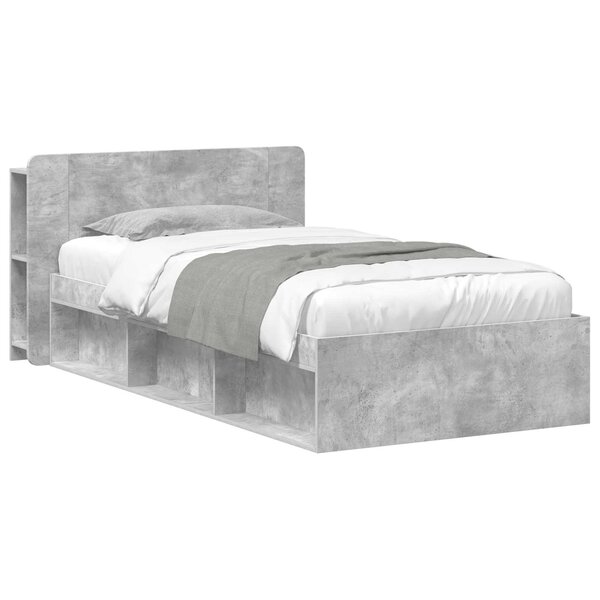 vidaXL Cadre de lit avec rangement Gris béton 100 x 200 cm