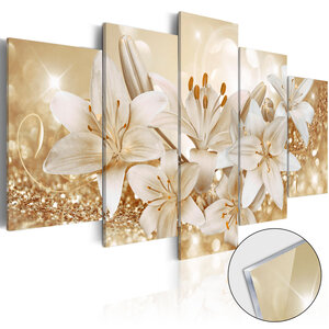 Tableau sur verre acrylique - golden bouquet [glass] l x h en cm 200x100