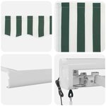 vidaXL Auvent Rétractable Vert et blanc 300 x 250 cm Tissu et Métal