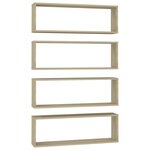 vidaXL Étagères cube murales 4 Pièces Chêne sonoma 80x15x26 5 cm