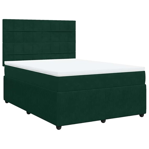 vidaXL Sommier à lattes de lit et matelas Vert foncé 140x200cm Velours