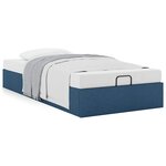 vidaXL Cadre de lit ottoman sans matelas bleu 90x190 cm tissu