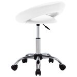 Chaise fauteuil siège de travail roulante similicuir blanc 02_0024075