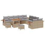 vidaXL Ensemble de Canapés de Jardin de 13 Pièces avec Coussins Beige en Poly Rattan Acacia