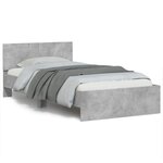 vidaXL Cadre de lit sans matelas avec tête de lit gris béton 100x200cm