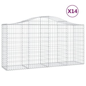 vidaXL Paniers à gabions arqués 14 Pièces 200x50x100/120 cm fer galvanisé