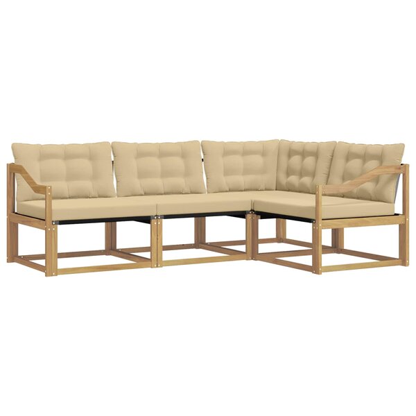vidaXL Ensemble de canapés d'extérieur 4 pc Blanc et Beige
