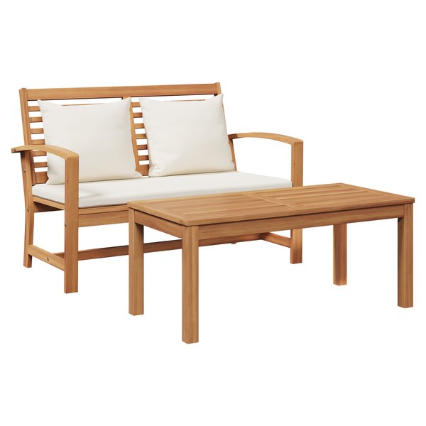 vidaXL Ensemble de canapé de jardin 2 Pièces Naturel Bois de teck solide