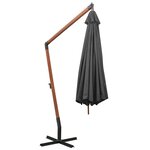 vidaXL Parasol de jardin suspendu avec mât anthracite bois de sapin