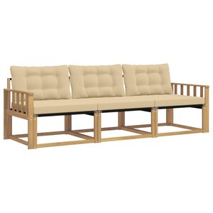 vidaXL Ensemble de canapés d'extérieur 3 pc Blanc et Beige