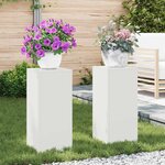 vidaXL Supports pour plantes 2 Pièces Blanc 24 x 24 x 55 cm Acier