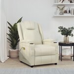 vidaXL Fauteuil de massage blanc crème similicuir