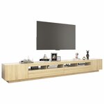vidaXL Meuble TV avec lumières LED Chêne sonoma 300x35x40 cm
