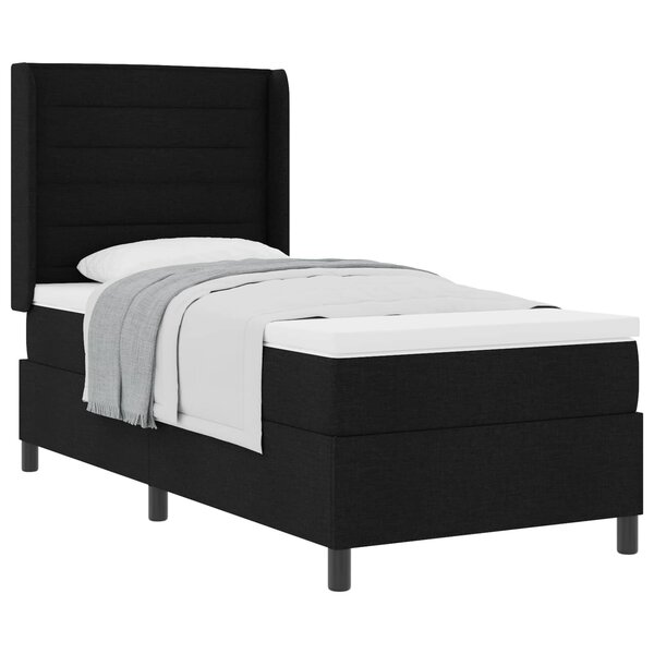 vidaXL Lit à ressorts avec matelas Noir 200 x 80 cm tissu