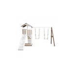 AXI Beach Tower avec Balancoire Double Marron Blanc Toboggan Blanc