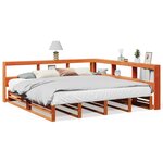 vidaXL Lit bibliothèque sans matelas cire marron 200x200 cm pin massif