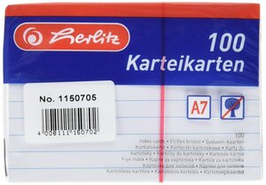 Paquet de 100 Fiches Bristol Format A7 Lignée Blanc HERLITZ