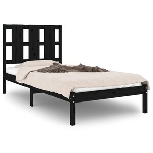 vidaXL Cadre de lit sans matelas noir 100x200 cm bois massif de pin