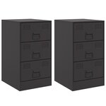 vidaXL Tables de chevet 2 Pièces noir 34 5x39x62 cm acier
