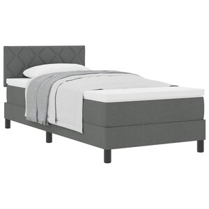 vidaXL Lit à ressorts avec tête de lit Gris foncé 90 x 190 cm tissu