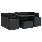 vidaXL Salon de jardin 7 Pièces avec coussins noir résine tressée