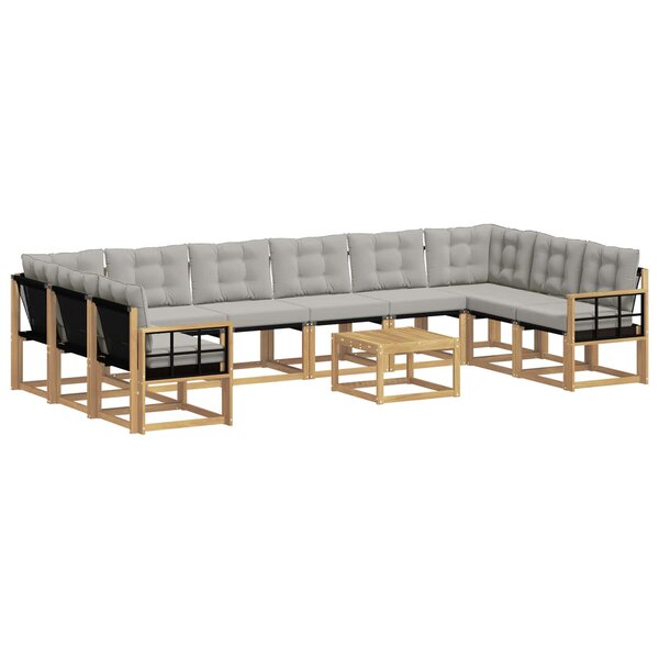 vidaXL Ensemble de canapés d'extérieur 11 Pièces Blanc et gris clair