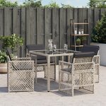 vidaXL Chaises de jardin avec coussins lot de 4 gris clair poly rotin