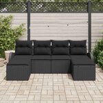 vidaXL Ensemble de canapé de jardin 6 Pièces Noir Poly Rattan
