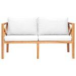 vidaXL Banc de jardin avec coussins crème Bois de teck solide