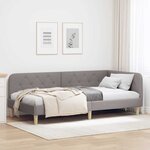 vidaXL Cadre de lit d'angle avec tête de lit Taupe 100 x 200 cm tissu