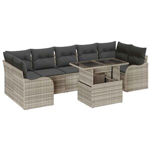 vidaXL Ensemble de canapé de jardin 8 Pièces Gris clair Poly Rattan