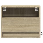 vidaXL Table de chevet murale avec lumières LED chêne sonoma