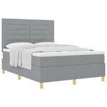 vidaXL Lit à ressorts avec matelas Gris clair 160 x 200 cm tissu