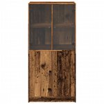 vidaXL Buffet haut avec portes vieux bois 68x37x142 cm bois ingénierie