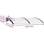 vidaXL Auvent de porte Noir et transparent 200x75 cm PC